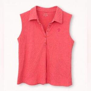 Susan Bristol Coral Sleeveless Button Down Shirt (M)